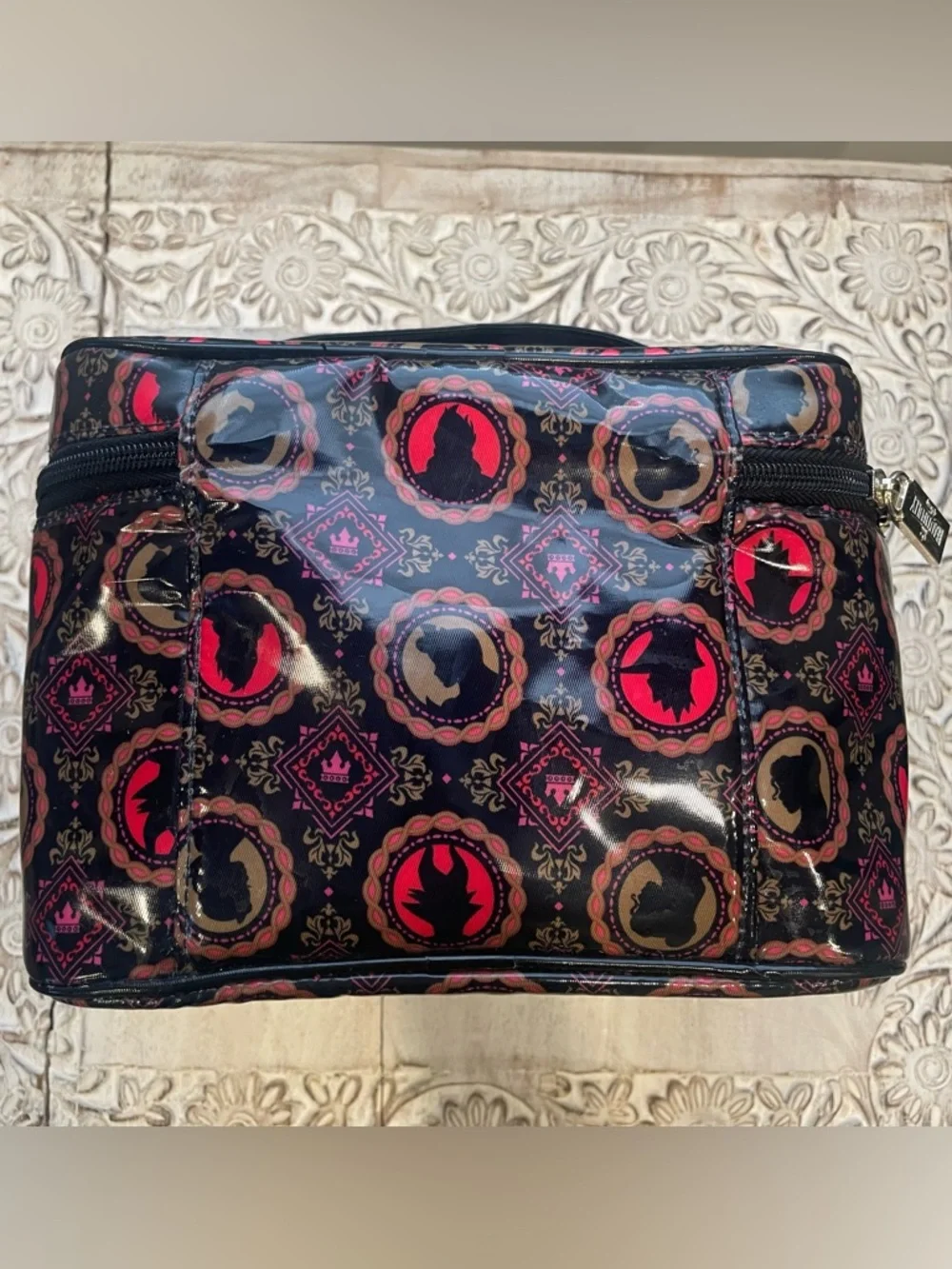 Disney Beautifully Disney black vinyl villains and princesses cosmetics case